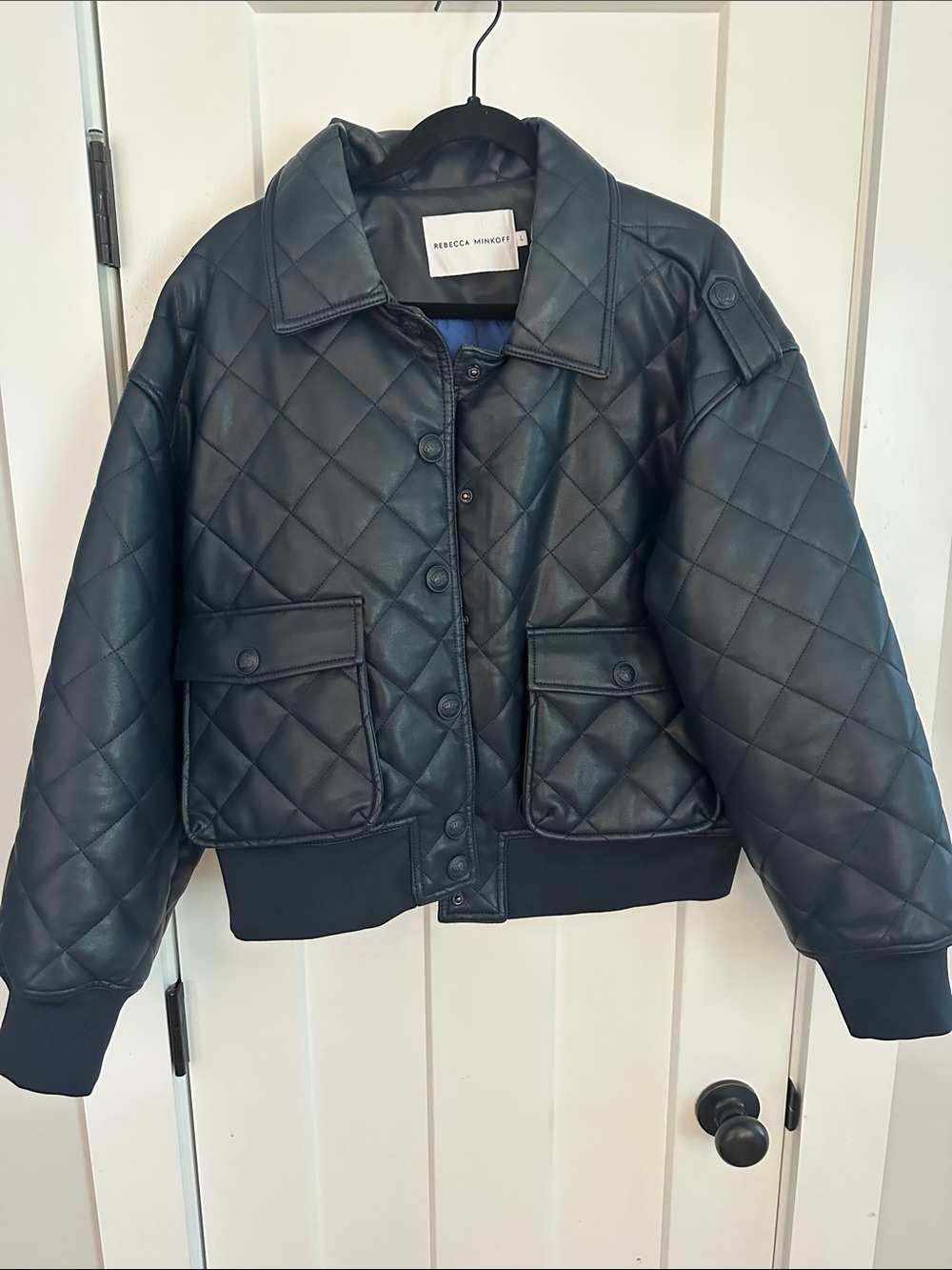 Rebecca Minkoff women’s navy Quilted leather Jacket